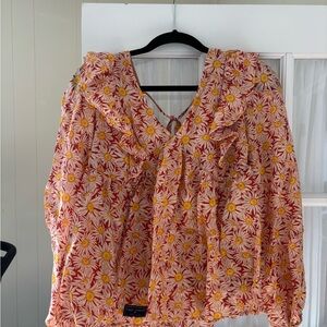 Simply Southern Pink and Yellow Floral Blouse